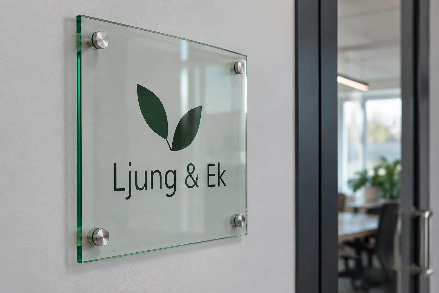 Företagsskylt i glas – exempel 2